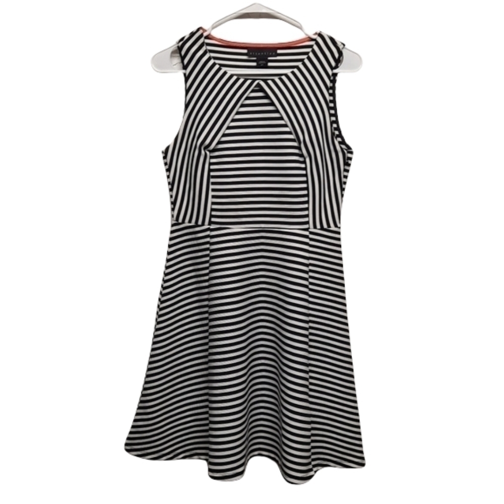 Attention Black/White Striped Dress